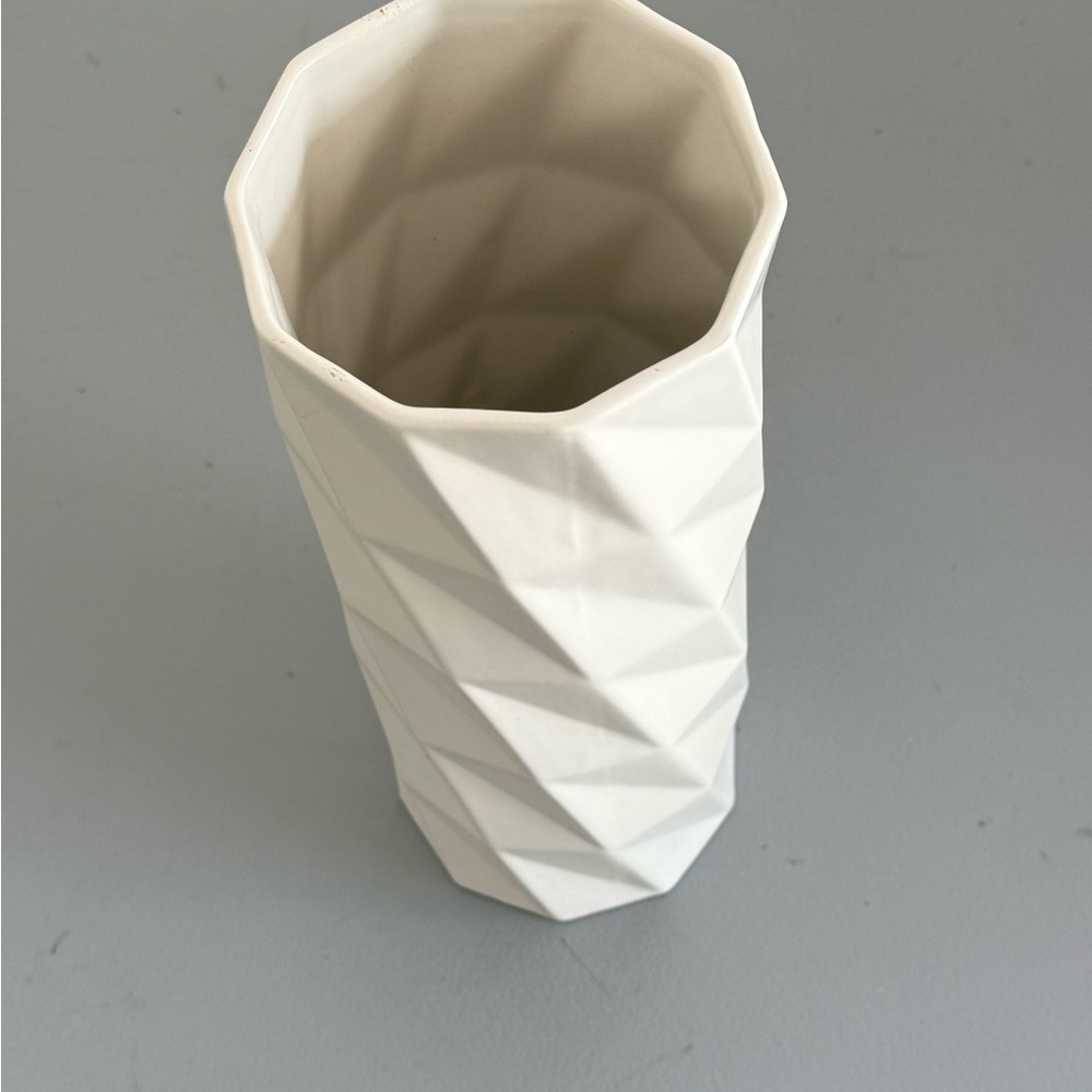 CB2 Faceted Cream Ceramic Vase